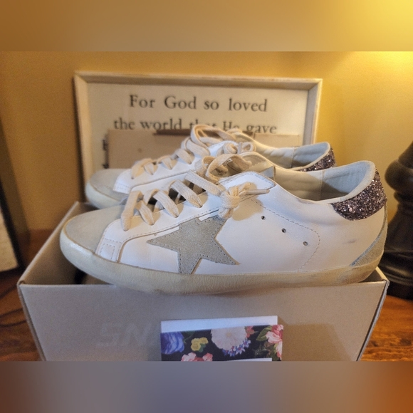 Golden Goose Superstars Size 39 Ice Gray Glitter - Picture 7 of 11